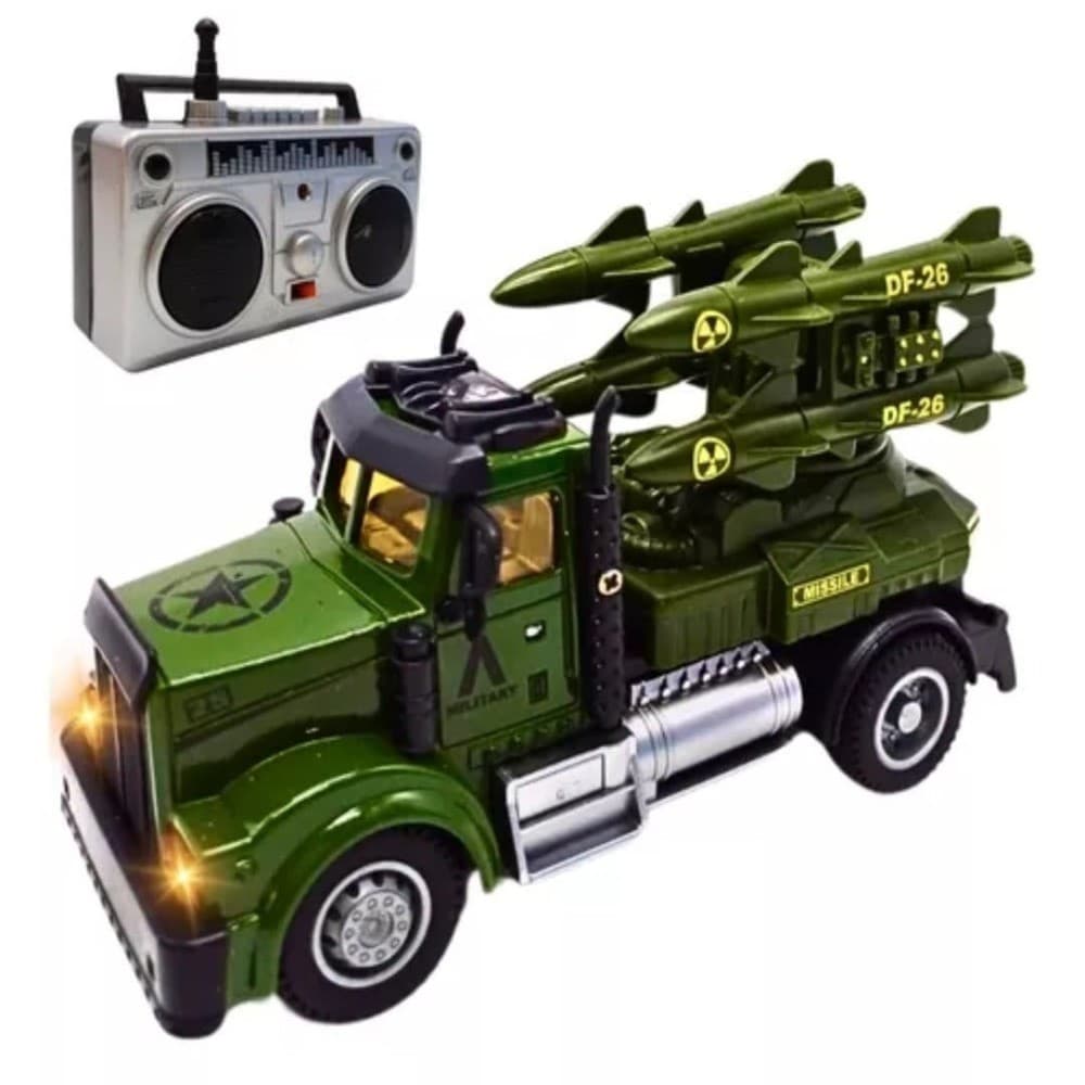 Caminhão de Guerra Controle Remoto LED Mísseis