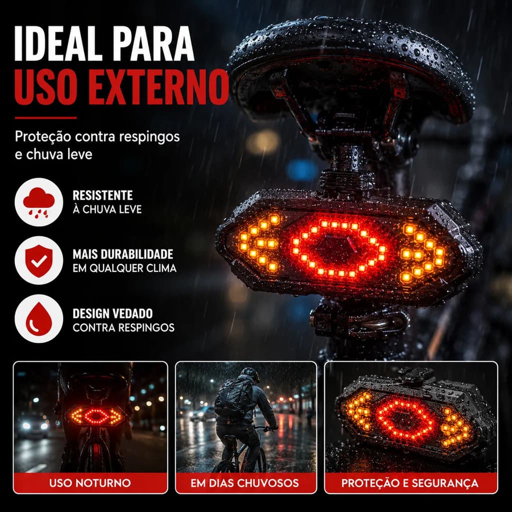 Lanterna Led Com Seta Bicicleta Bike Controle Sem Fio Recarregável