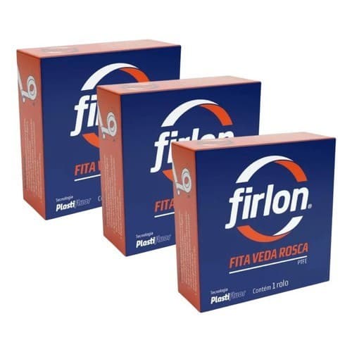 Kit 3 Fita Veda Rosca 12mm X 50 Metros Firlon Branco