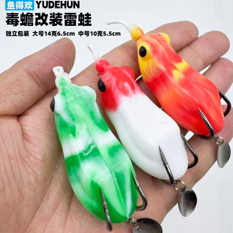 Isca Artificial Modificada Tipo Toad, Isca Artificial Thunder Frog, Isca de Pesca com Anzol com Ranhura de Sangue Elevad