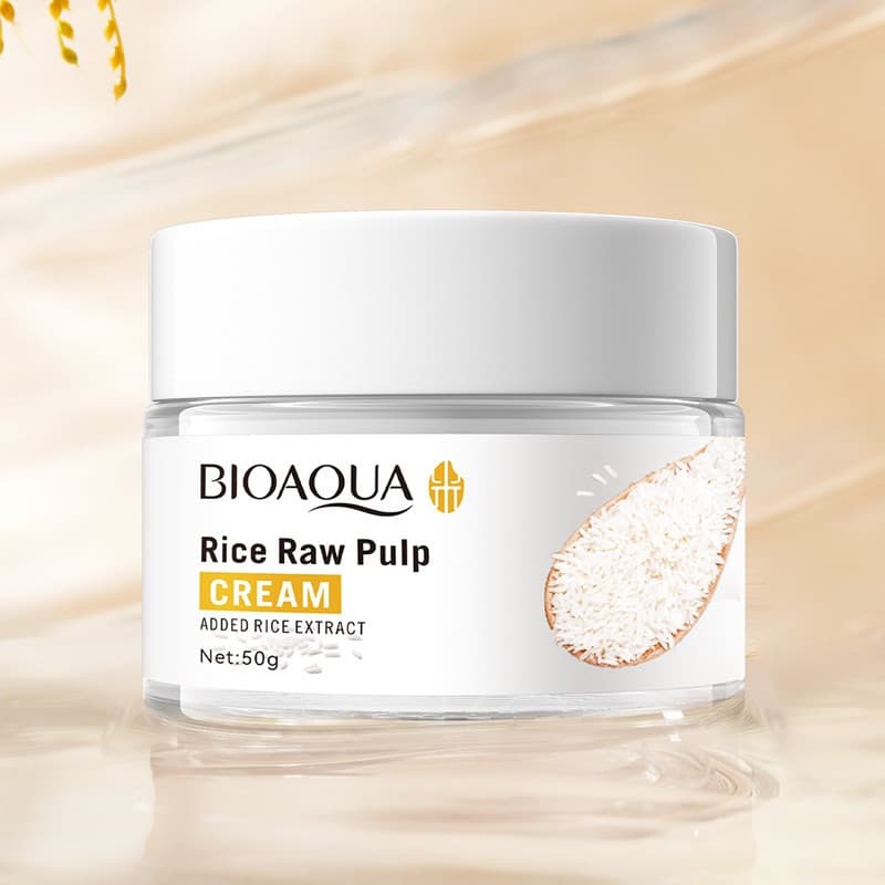 BIOAOUA Creme Facial de Polpa Bruta Anti-Rugas com Essência de Ácido Hialurônico Hidratante e Clareador de Arroz Branco
