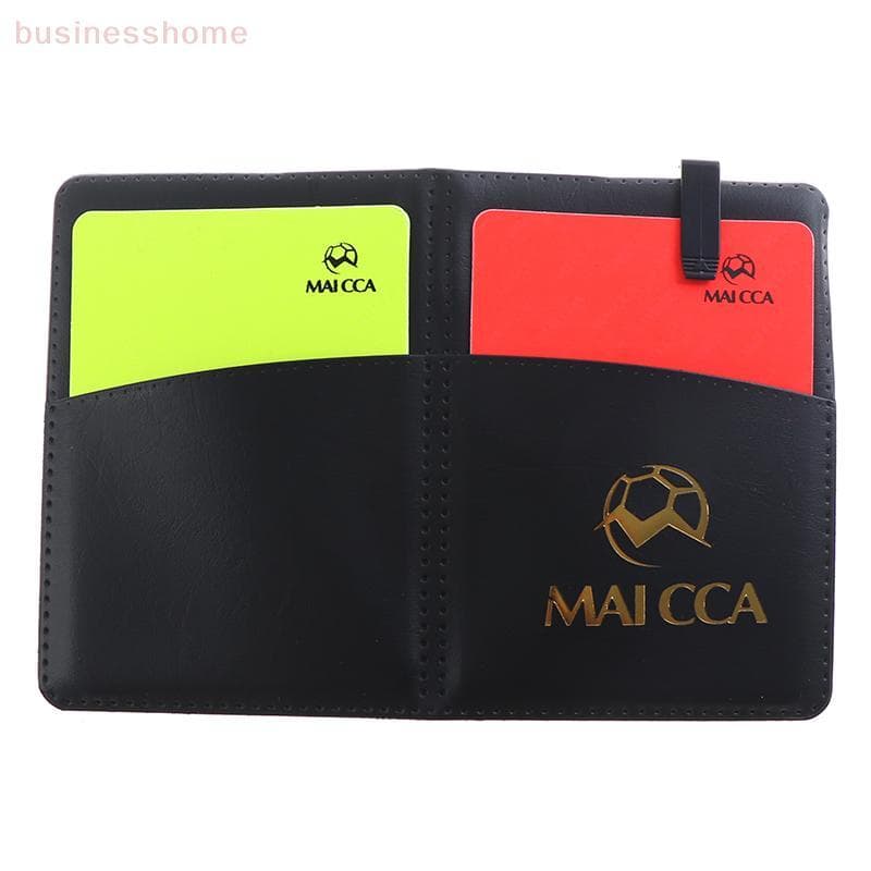 < busines > Arbitador De Futebol Vermelho Amarelo Cartão Registro Árbitro Ferramenta Com Estojo De Couro E Caneta Novo