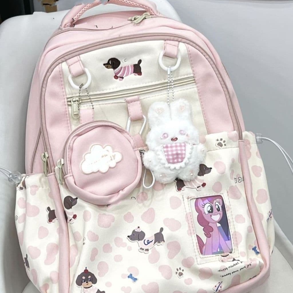 Bonito menina de alto valor grande capacidade Dachshund mochila impressa saco de escola júnior estudante do ensino médio