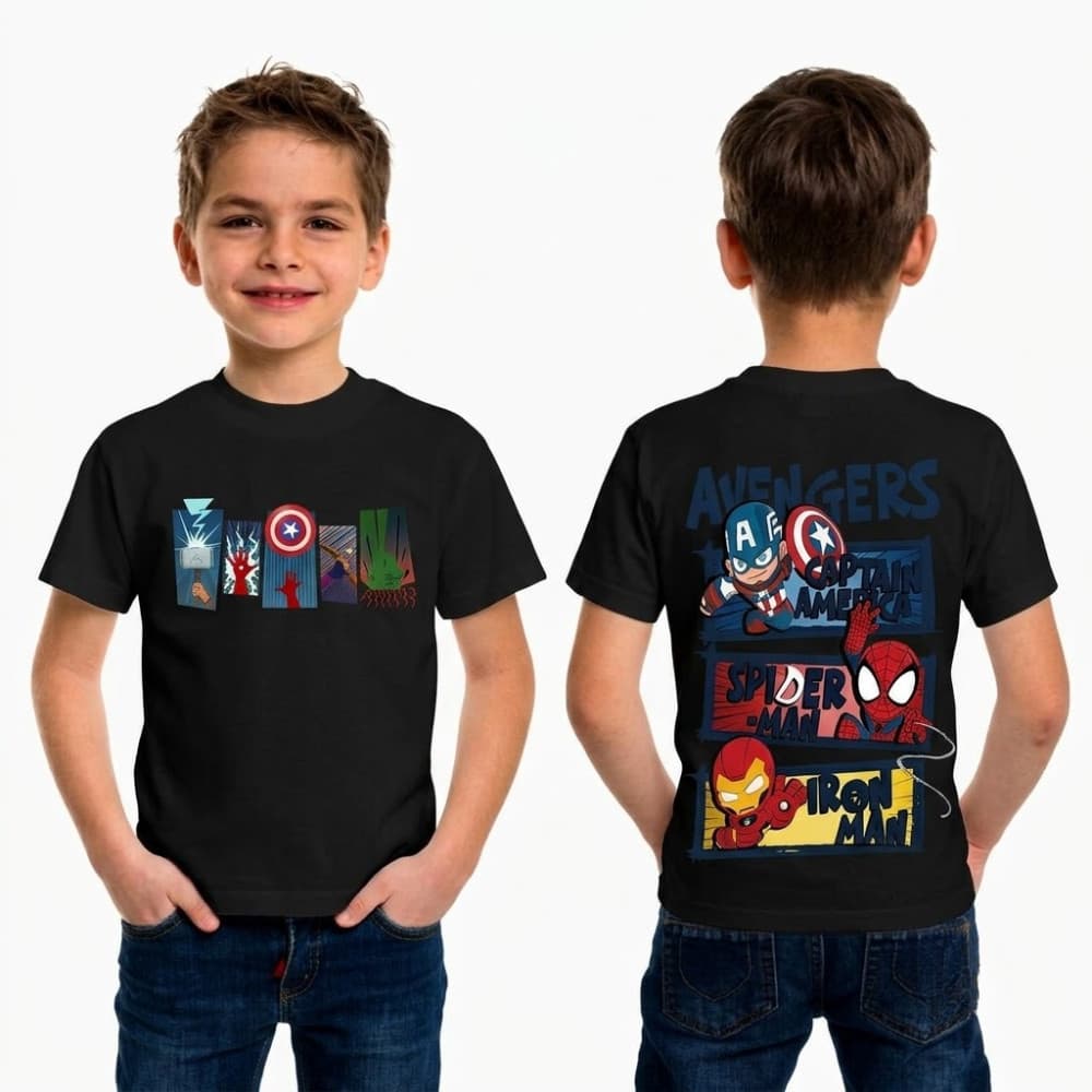 Camiseta Infantil Avengers Vingadores Camisa Meninos Estampada Algodão Premium