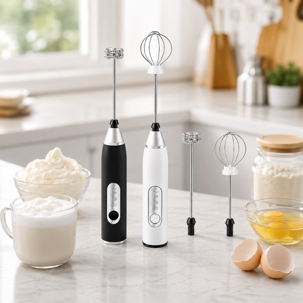 Batedor Mixer Elétrico Portátil 2 em 1 para Café Leite Bebidas e Clara de Ovo