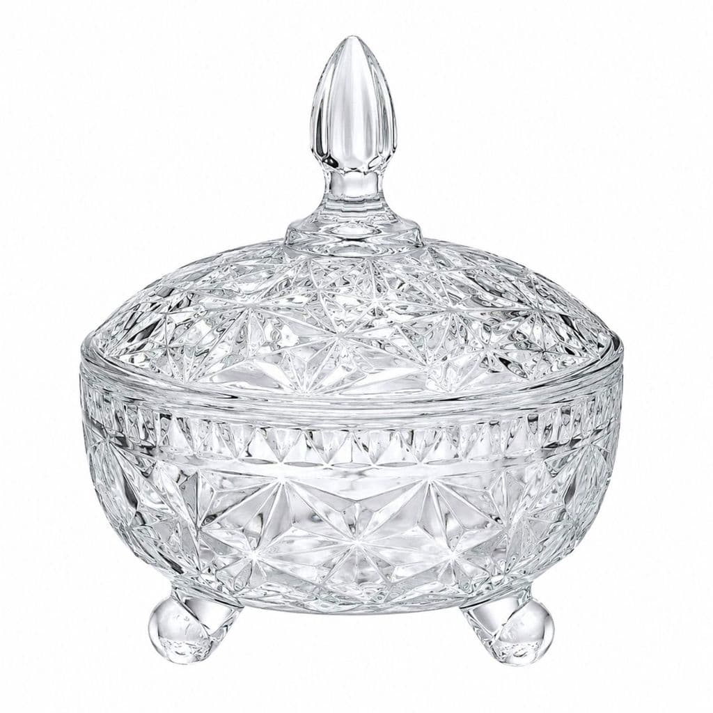 Bomboniere De Vidro Com Tampa baleiro classico elegante decoração 18x16 cm