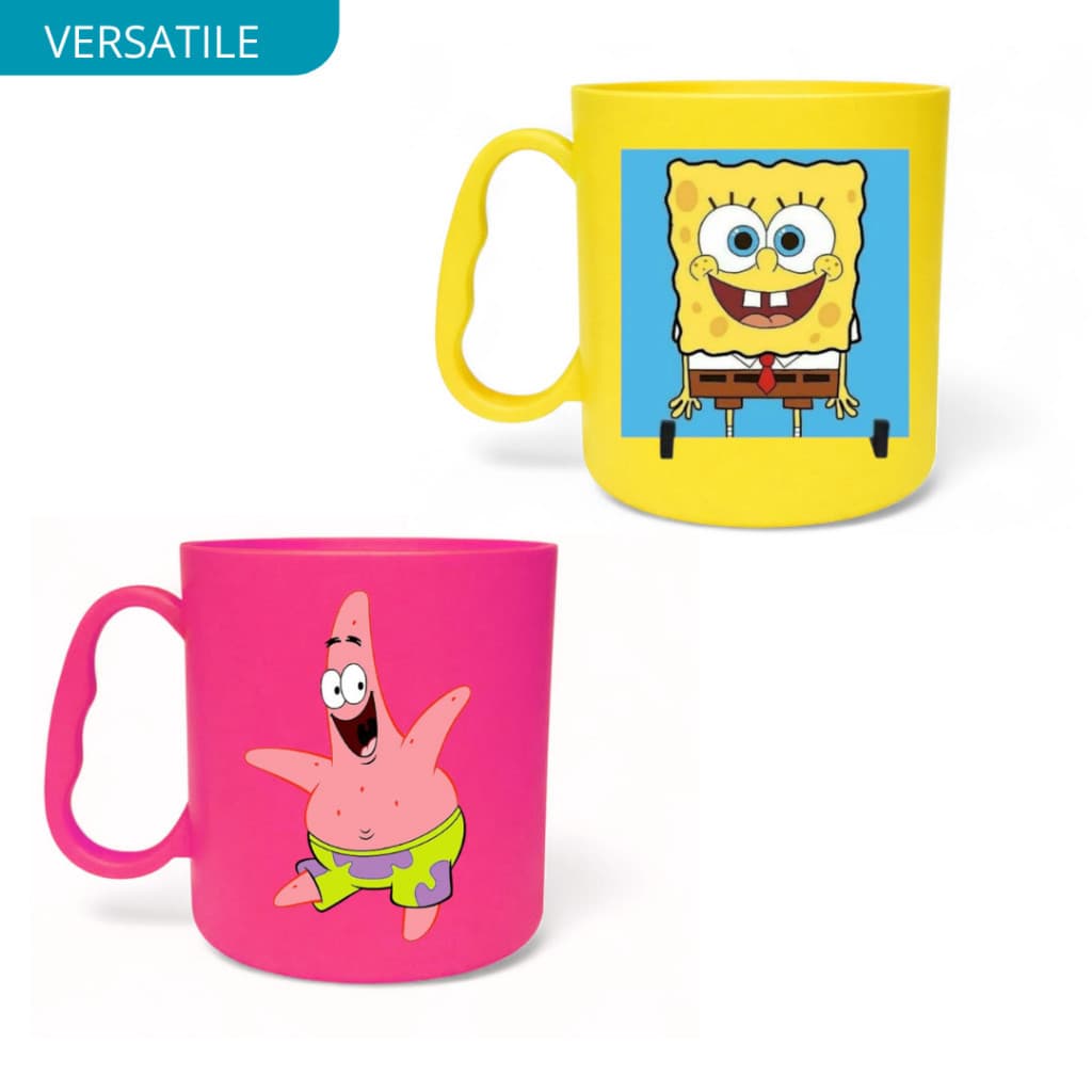 Kit 20 Canecas Adesivadas do Bob Esponja e Patrick para Festas Lembrancinhas de Aniversário