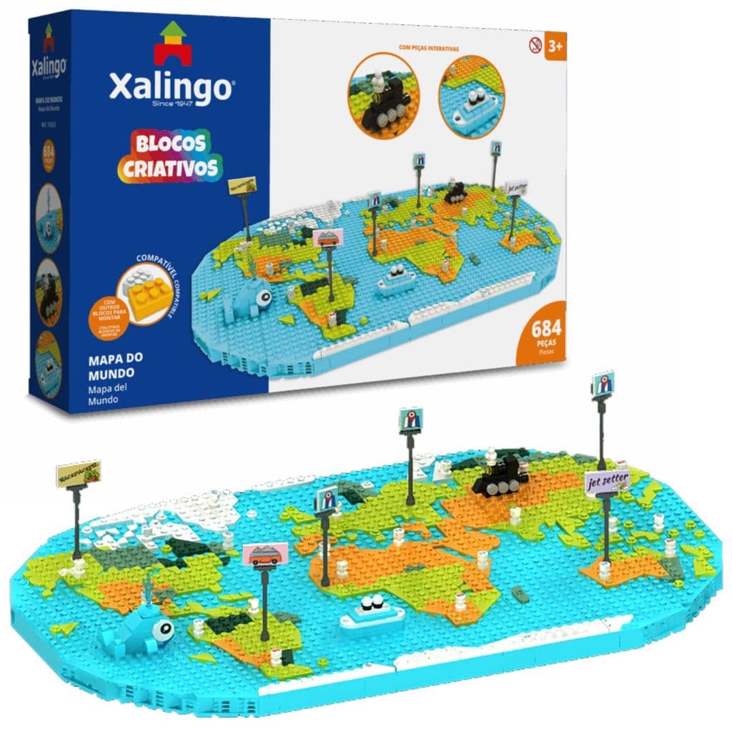Blocos Criativos Mapa do Mundo 684 Peças 16365 Xalingo