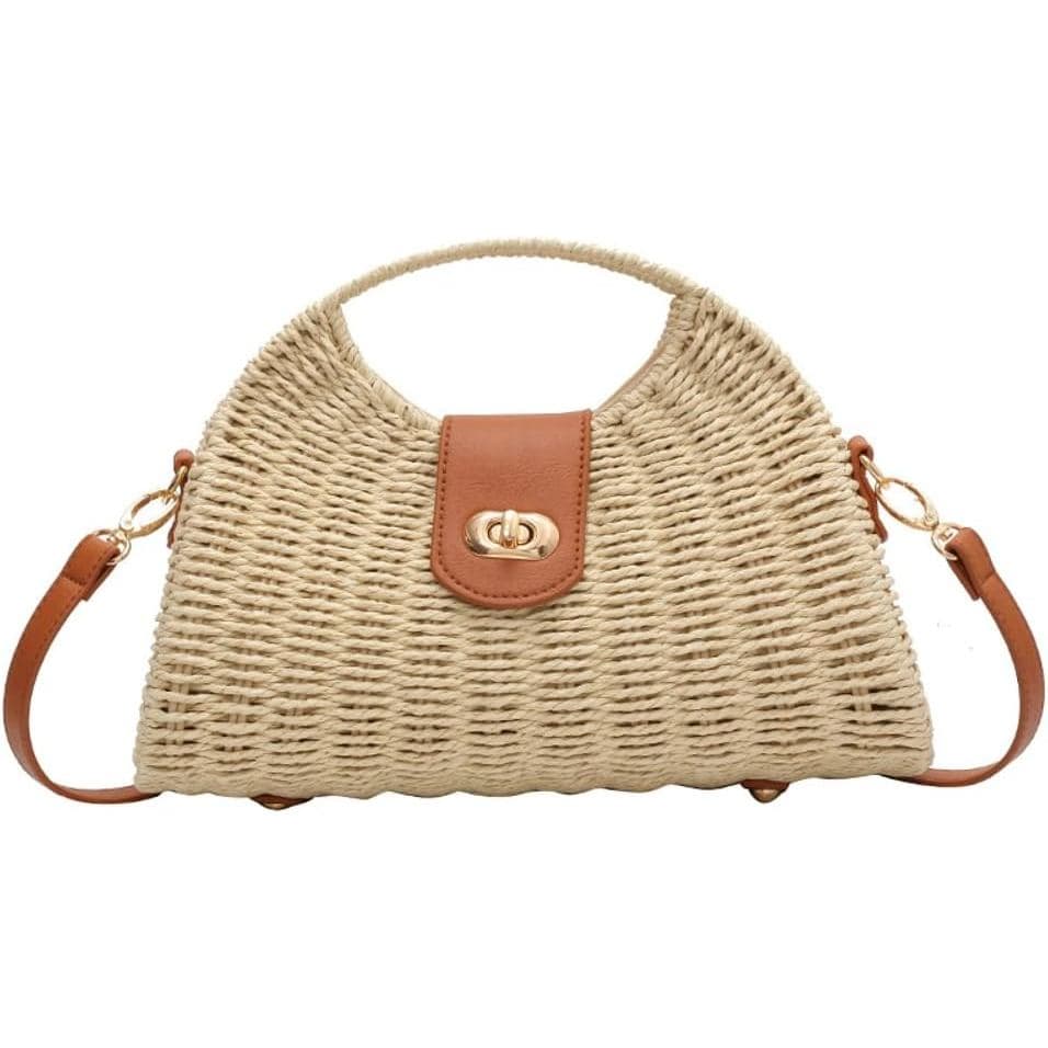 Bolsa de Palha de Verão para Mulheres, Bolsa de Mão Tecida à Mão, Bolsa Transversal, Clutch para Viagem