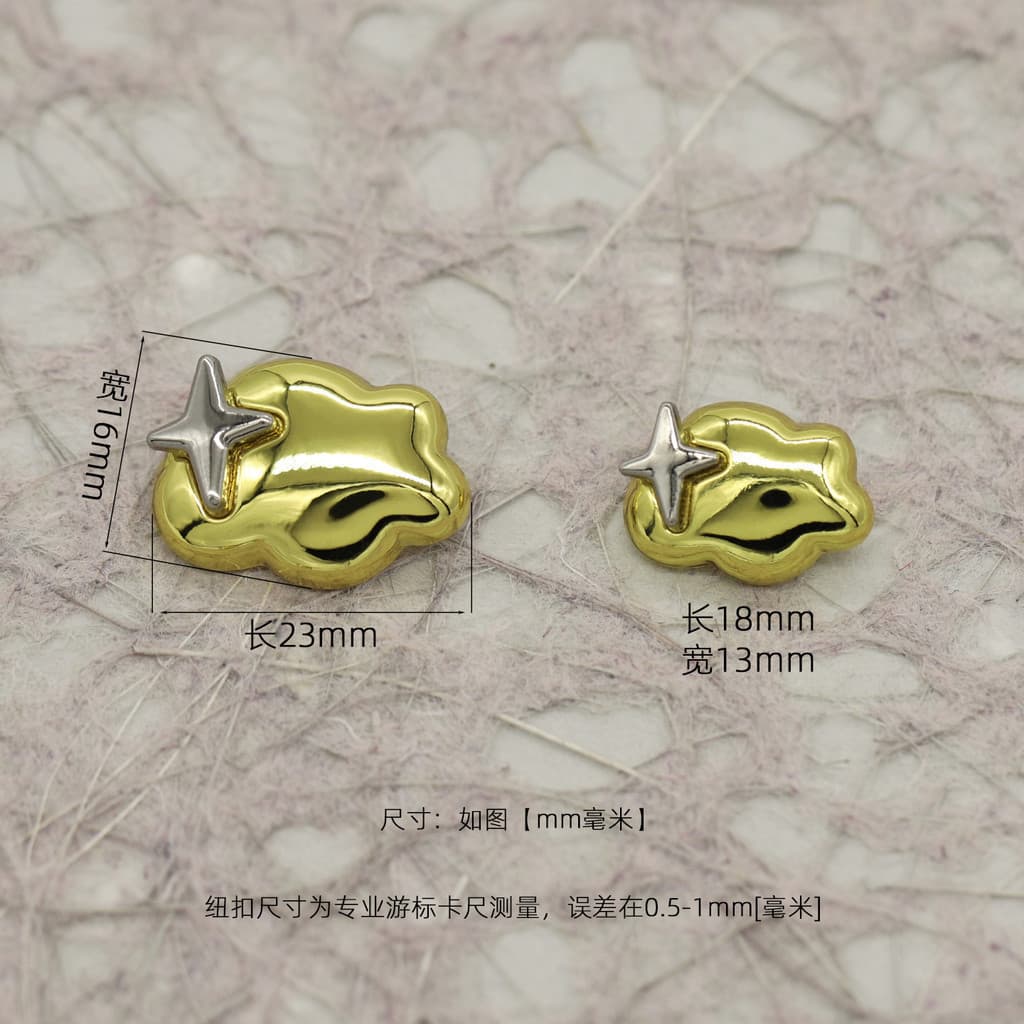 5 Pçs/set 18/20mm Estrela De Quatro Pontas Nuvem Liga De Metal Botão De Contraste De Duas Cores Para Casaco DIY Suprimen