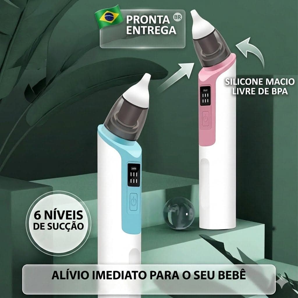 Aspirador Nasal Elétrico Premium 6 Níveis Sucção Silicone Macio Livre De BPA