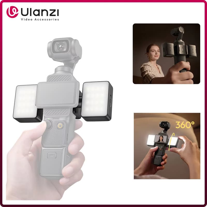 Ulanzi LM06 Luzes De Preenchimento Magnético Duplo 5800K Para DJI Osmo Pocket 3 4 Retrato Selfies Fotografia