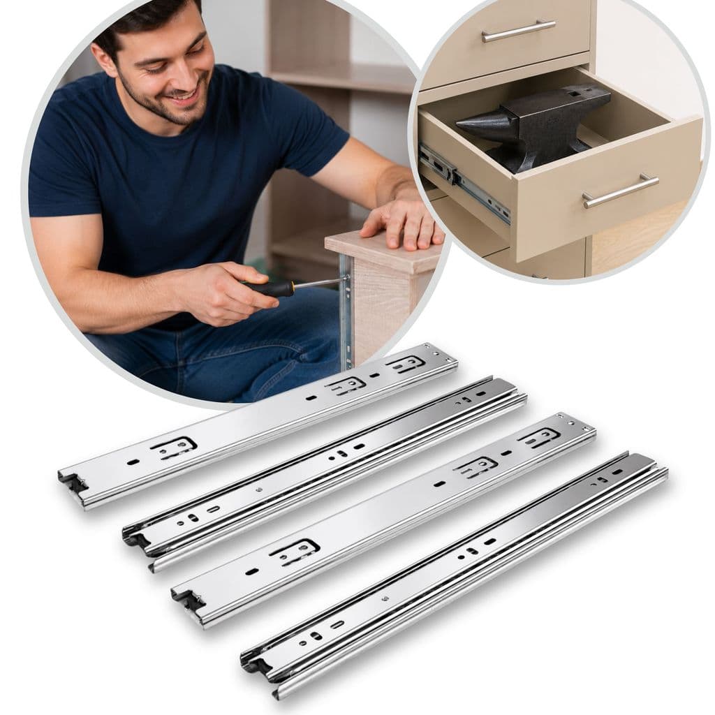 4 Corrediça Telescópica H45 Larga 2 Pares Gaveta Trilho 20cm até 70cm Reforçado Móveis Armário 45kg
