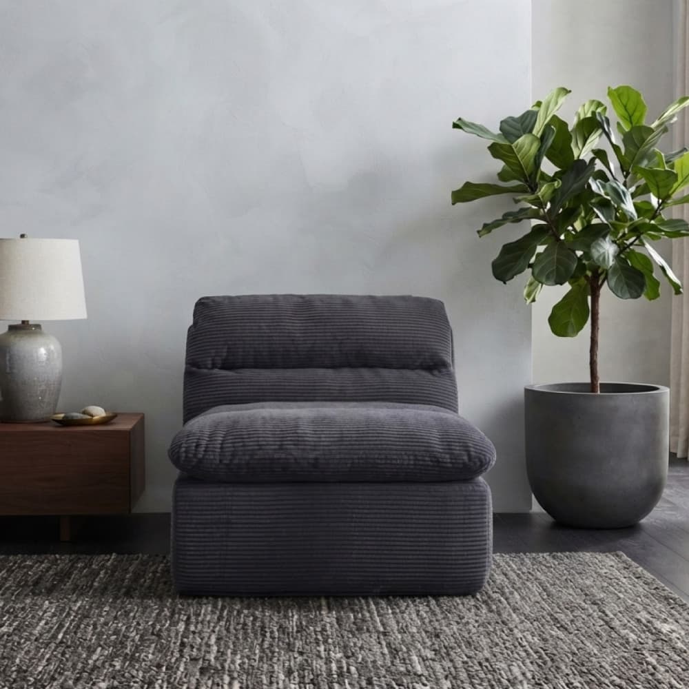 Sofá Plush Modular 1 Lugar Compactado na Caixa Expansível Tecido Cotelê