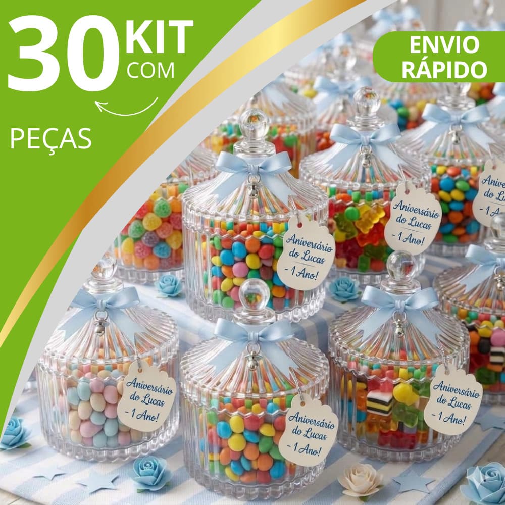Kit Potiche Bomboniere Mini 9cm Vidro Lembrancinha Casamento Vela Aniversario Transparente Batizado