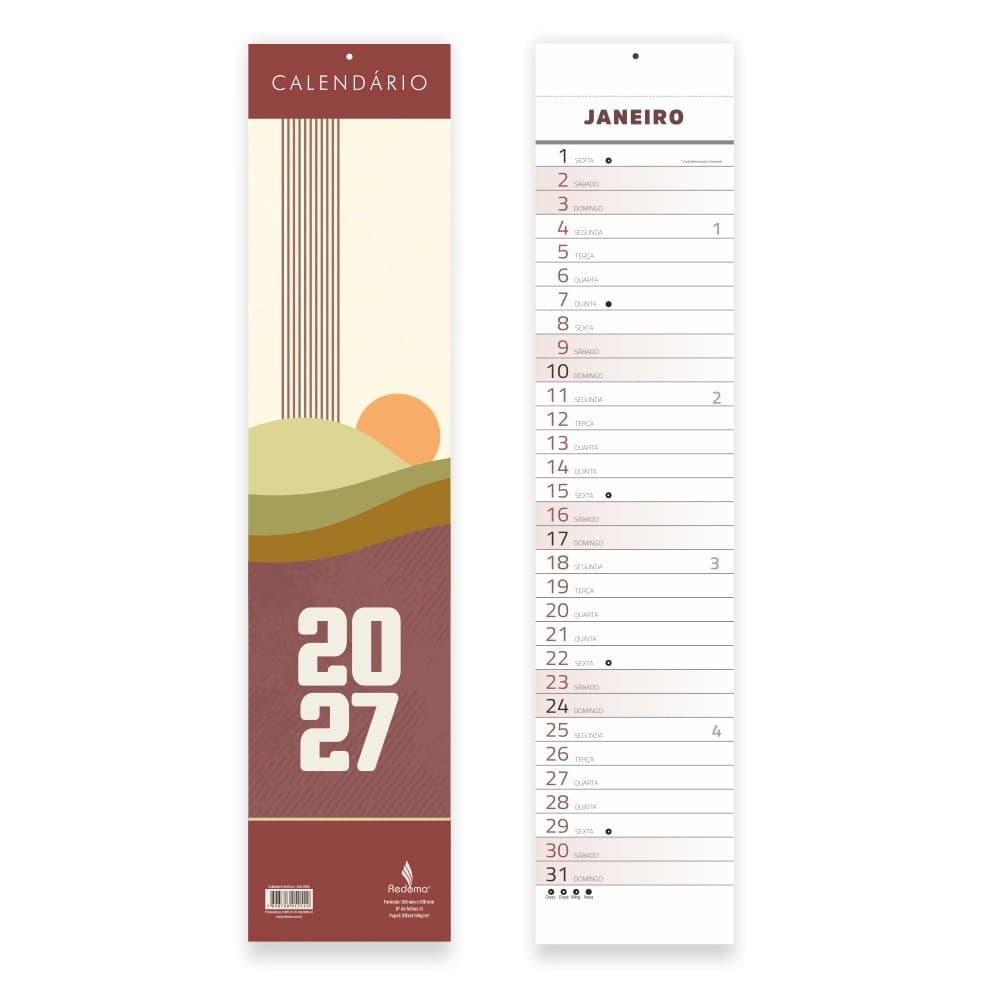 Calendário 2027 Redoma Vertical R700