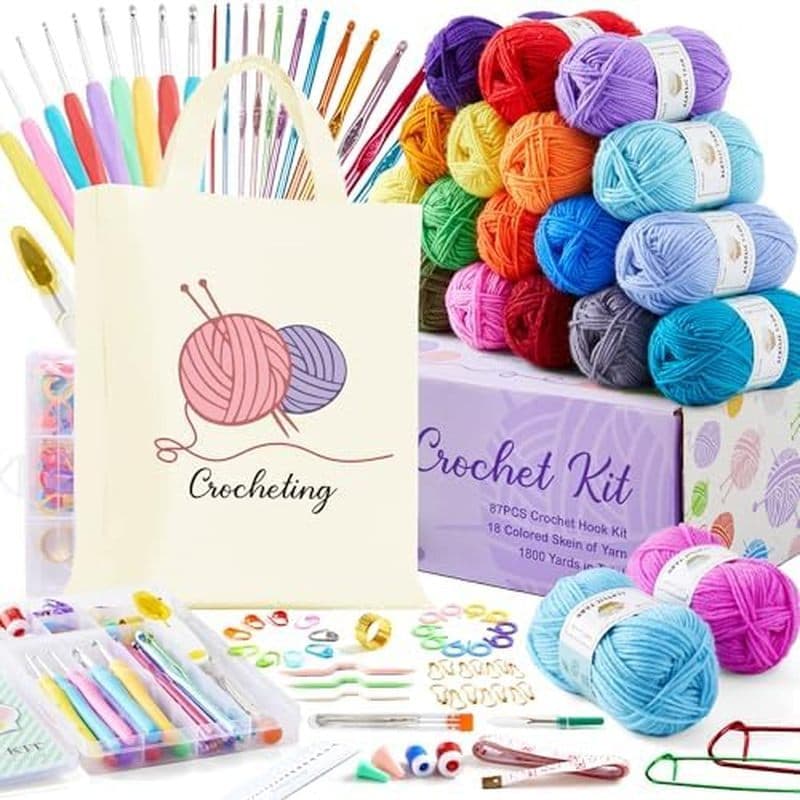 Kit De Crochê INSCRAFT De 113 Peças Com Conjunto De Fios-Variados De 1600 Jardas Para Tricô E , Acessórios De 73 , Inclu