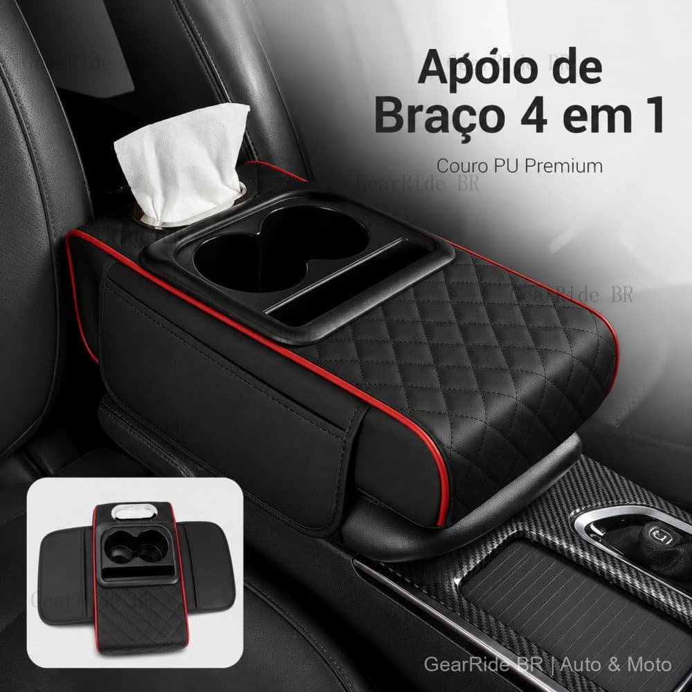 Almofada De Apoio De Braço Para Carro 4 Em 1 , Couro PU Premium Coberto De Espuma De Memória , Caixa De Tecido Multifunc