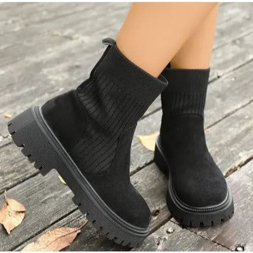 Bota Dobrável Feminina Tecido Cano Médio Coturno Chelsea Conde Promoção de Lançamento 2026