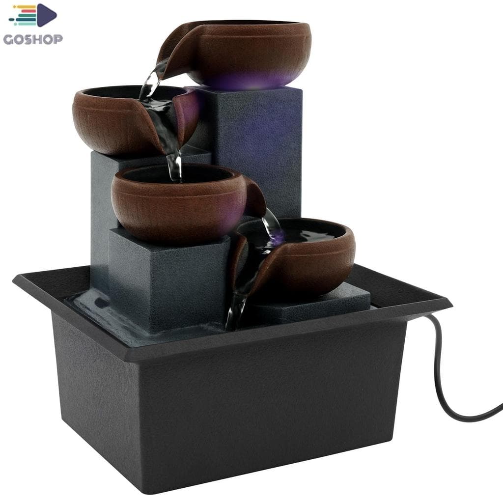 Fonte De Mesa Com Luz LED Cachoeira De 4 Níveis Calmante Para Quarto Casa Shopbc0575