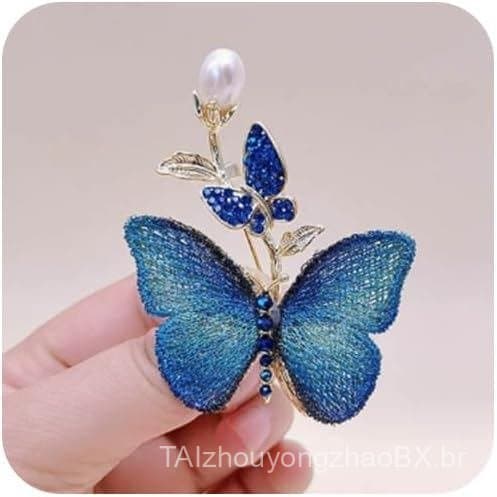 Broche de Borboleta com Strass CZ para Mulheres, Broches Clássicos de Insetos para Casamento e Festa, Joias de Cristal B