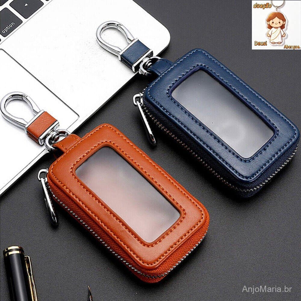 Universal Vehicle Smart Key Case Porta-Chaves Para Carros De Couro Homens Mulheres
