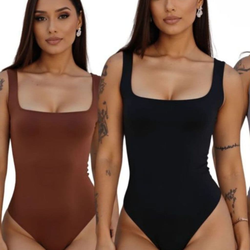 DUAS PEÇAS KIT QUADRADO Body Feminino Decote Quadrado Premium Tendencia Casual Conforavel