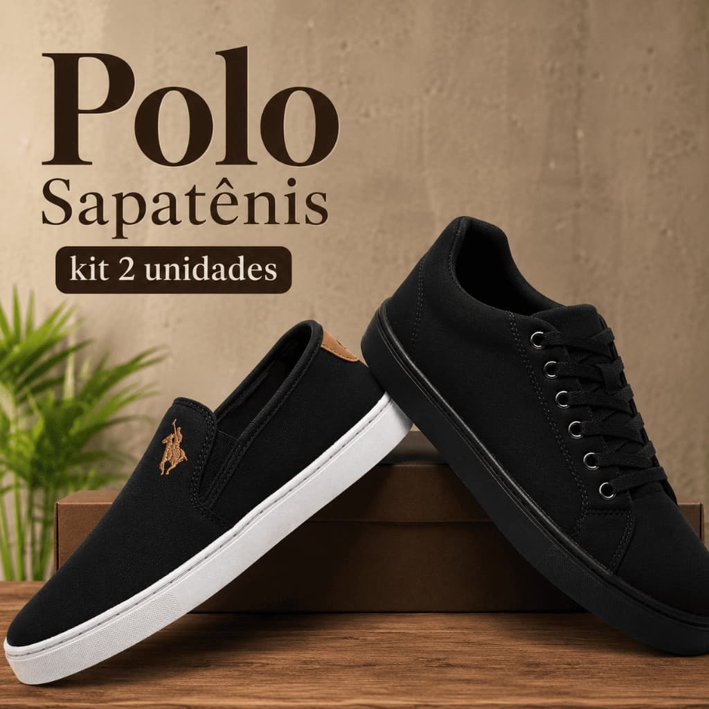 Tênis Slip On Polo Bordado + Sapatênis Confortável Durabilidade Masculino Sapato Promoção