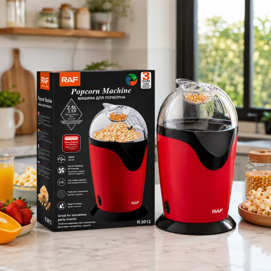 Pipoqueira Elétrica RAF R.9012 2,5L 1200W Faz Pipoca em Até 3 Minutos Sem Óleo