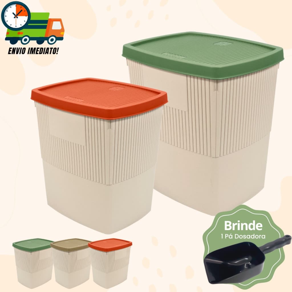 Pote Porta Ração e Grãos Vedação Completa Dispenser + Caneca Dosadora Promoção Envio Imediato