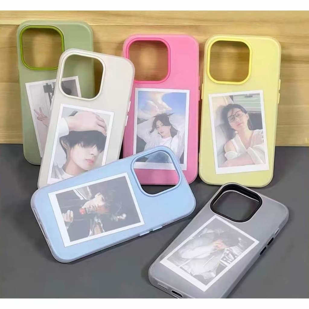 Capinha para iPhone 17/16/15/14/13/12 Pro Max Capa fosca simples macaron cor sólida com moldura para foto
