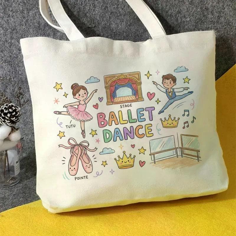 Nova bolsa de lona para balé, bolsa de lona para dança de balé, sacola de compras ecológica, moda portátil de grande cap