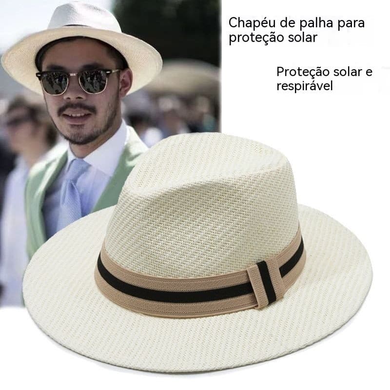 Chapéu de Cowboy aba plana guarda-sol foto praia protetor solar novo estilo das mulheres dos homens verão grande borda p