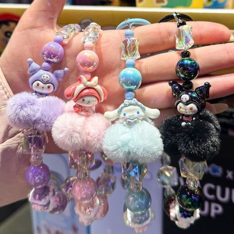 Capa de celular Sanrio Cartoon Kuromi Melodia Cinnamoroll Pochacco com chaveiro, pingente de bolsa, acessório para chave