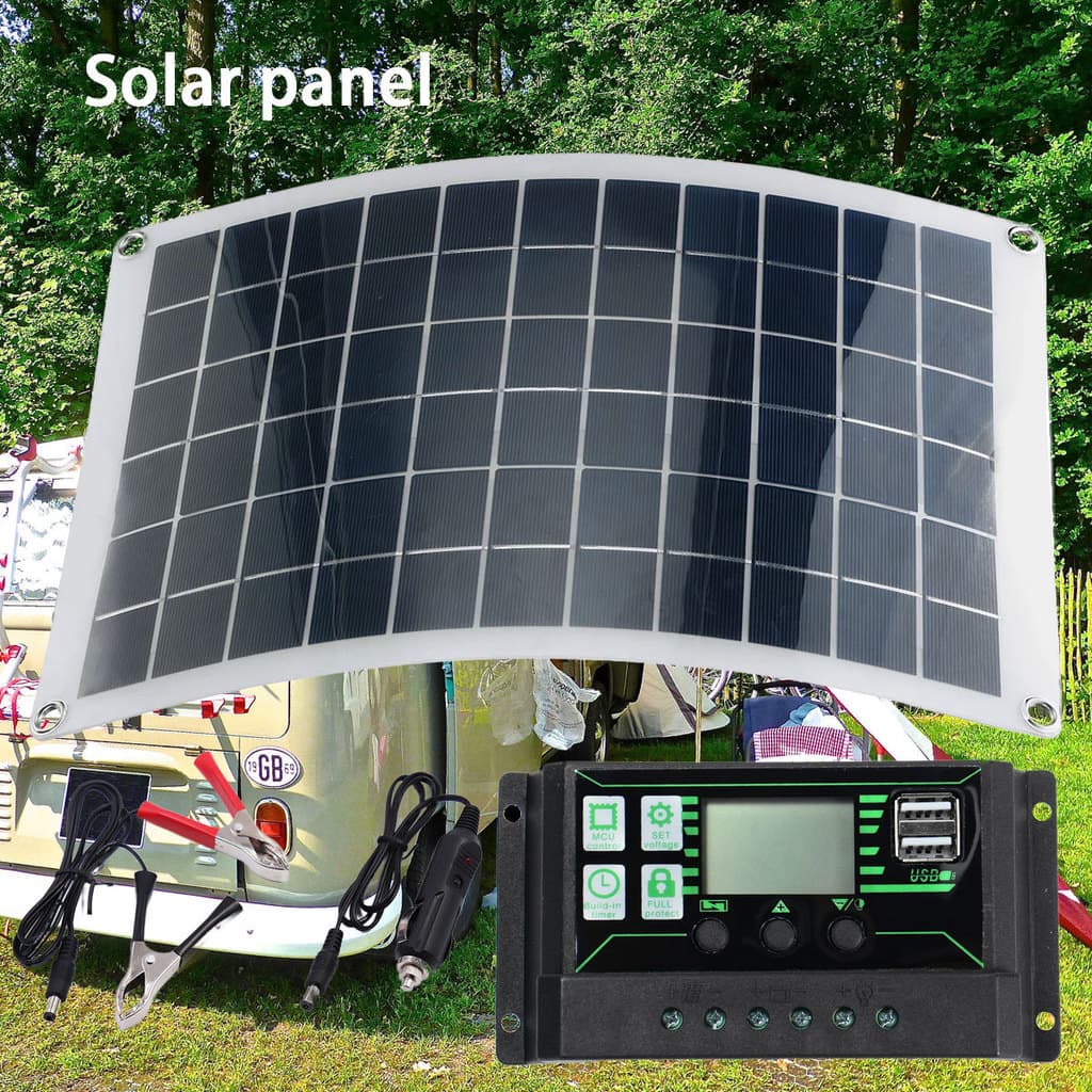 Painel solar de vendas diretas da fábrica Painel fotovoltaico externo flexível policristalino RV solar 18W18V saída USB
