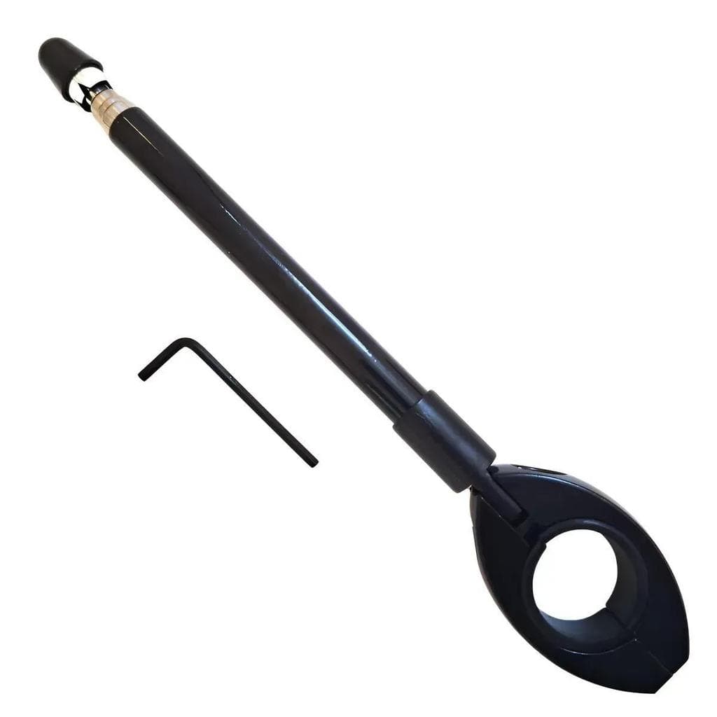 Antena Corta Pipa Moto Universal 6 Estágios Aço Inox Preta com Abraçadeira em Alumínio