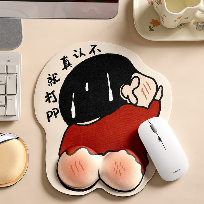 Mouse pad com apoio de pulso em estilo cartoon, almofada macia para meninas, apoio de pulso fofo, apoio de pulso 3D, sup