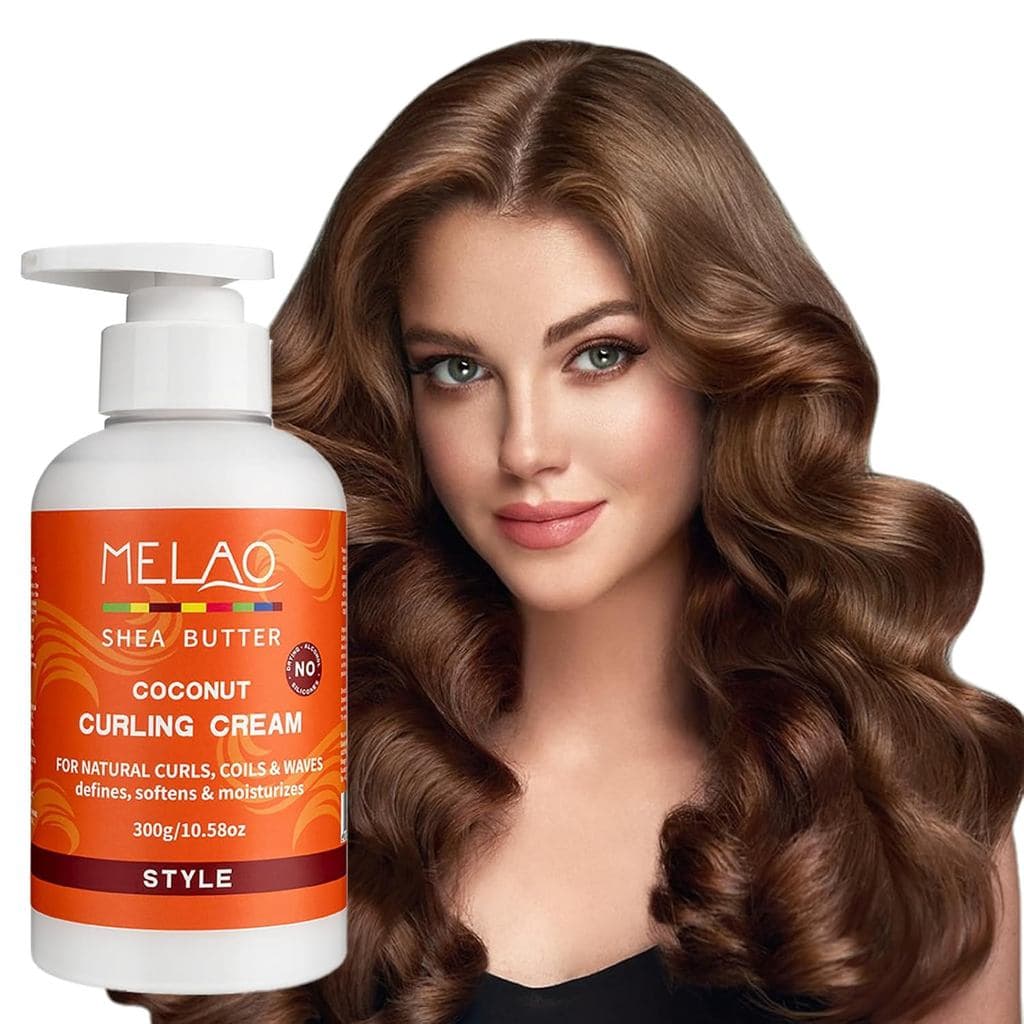 Creme Definidor de Cachos para Cabelos Ondulados e Cacheados, Loção Anti-Frizz para Estilização 10.58oz |   Óleo de Coco