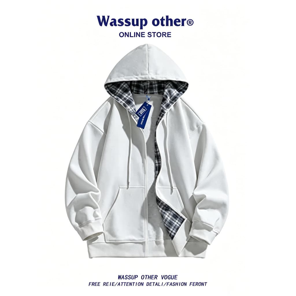 WASSUP OUTRO Cardigan Japonês Moletom Masculino Outono Na Moda Solto Casual Estilo Casal Jaqueta Com Capuz Masculina