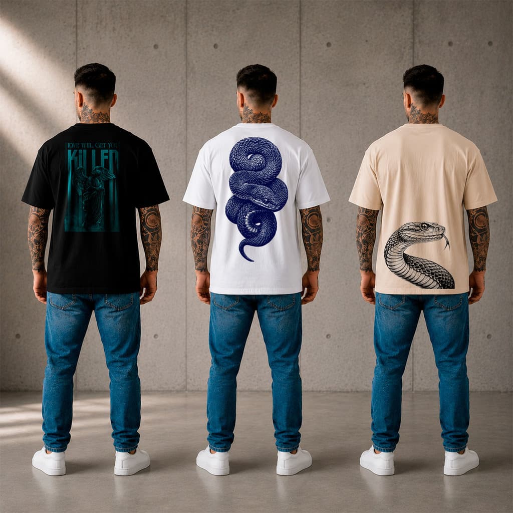 Kit 3 Camiseta estampada masculina streetwear de algodão premium penteado