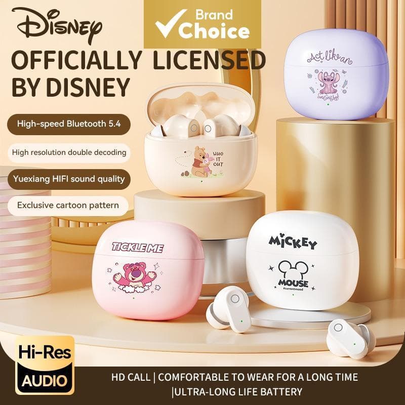 Fones de Ouvido Sem Fio Disney Q1, Bluetooth TWS, Mickey Mouse, Fones de Ouvido Fofos e Compactos, ANC/ENC, HiFi