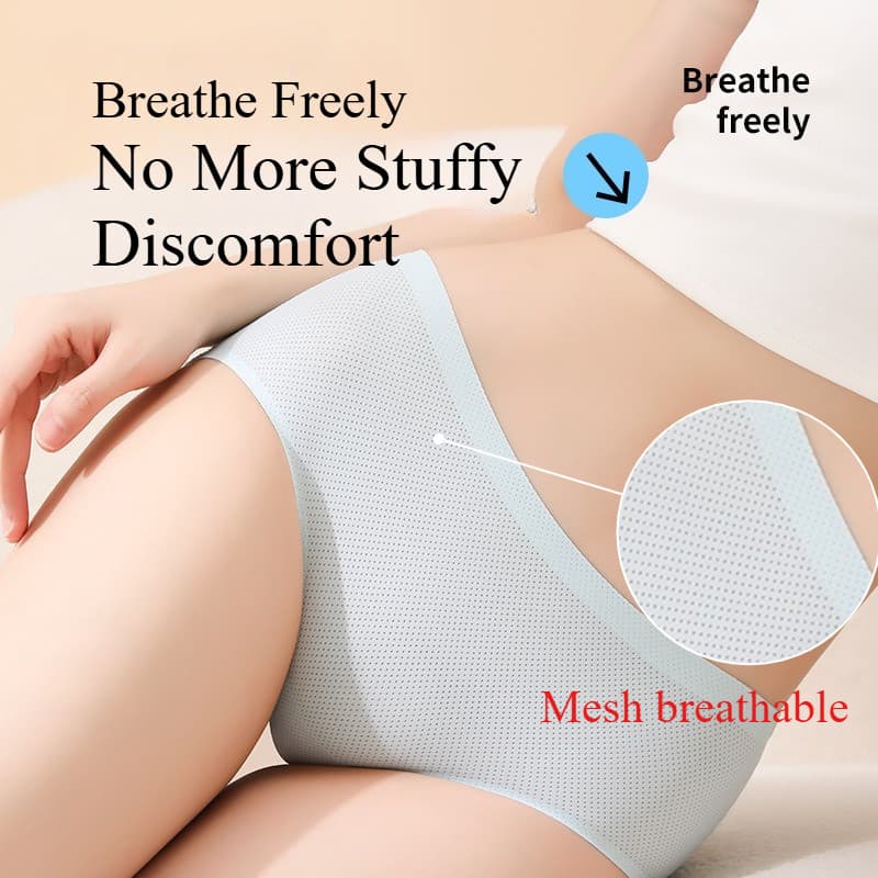 ECMLN Malha Respirável Seda Gelo Sem Costura Calcinha Invisível Para Mulheres Cor Sólida Cintura Média Confortável Cueca