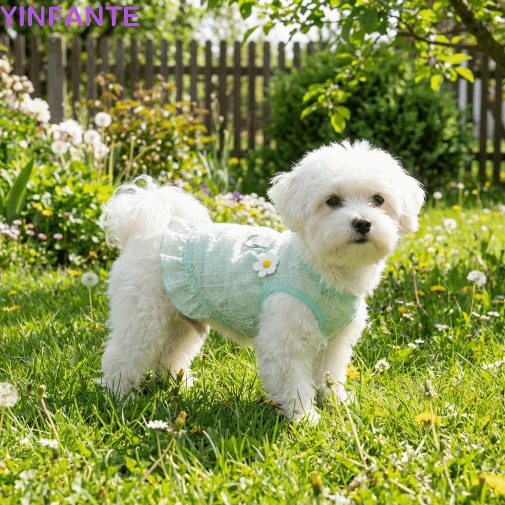 YINFANTEWN Vestido Legal Para Cachorro , Estampa Floral , Mangas Voadoras , Colete Resfriamento De Proteção Solar Ultraf