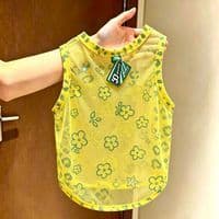 Cão roupas legais amarelo brilhante verde Floral leopardo impressão bainha malha respirável colete gato Corgi pequeno cã