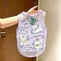 Cão roupas legais lavanda dos desenhos animados cão carta impressa malha colete gato Corgi pequeno cão de tamanho médio