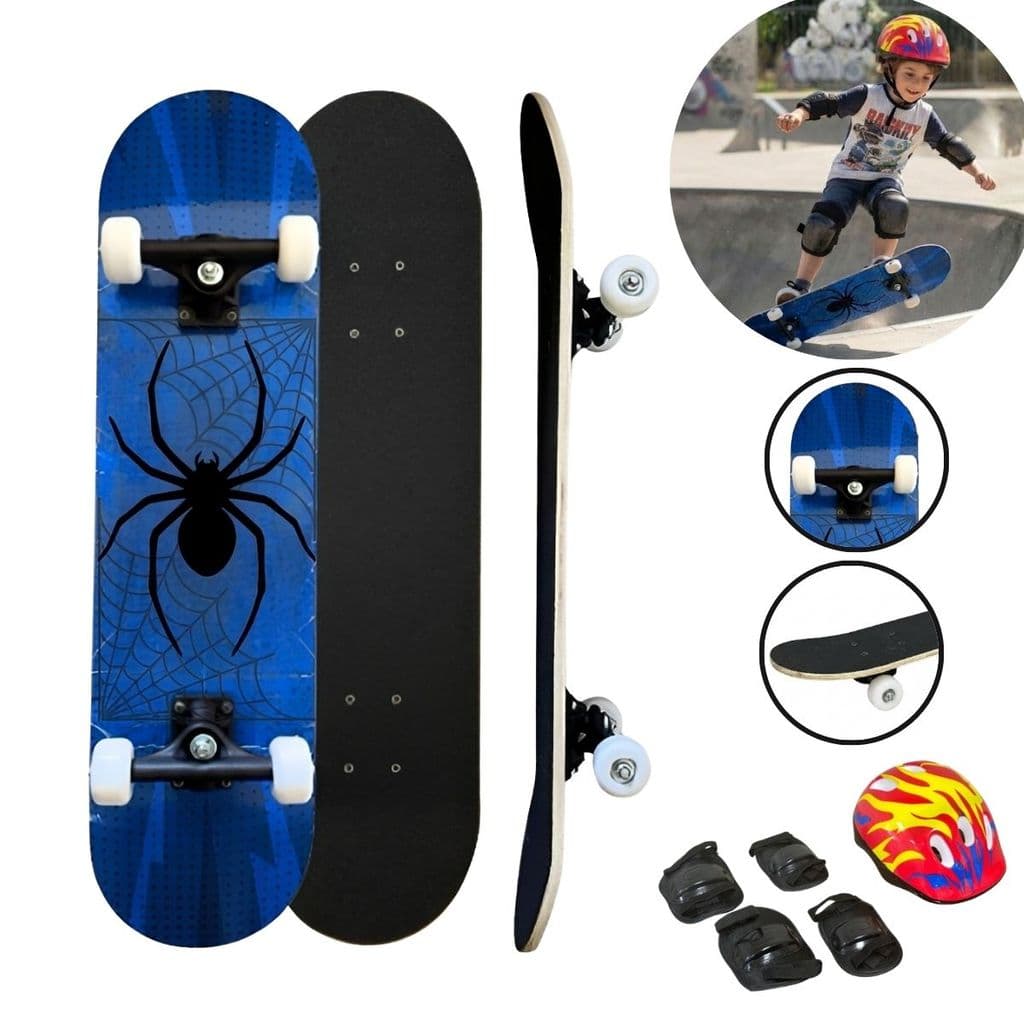 Skate Infantil 31 Shape Madeira Kit Proteção Capacete Joelheira Cotoveleira Certificado Inmetro 79cm