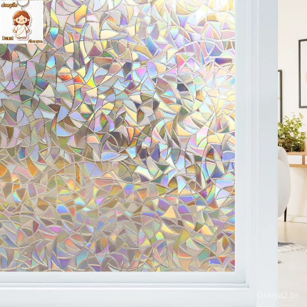 Película Adesiva Decorativa 3D Eletrostática Mod. Mosaico Ladrilho para Portas Janela e Box Banheiro