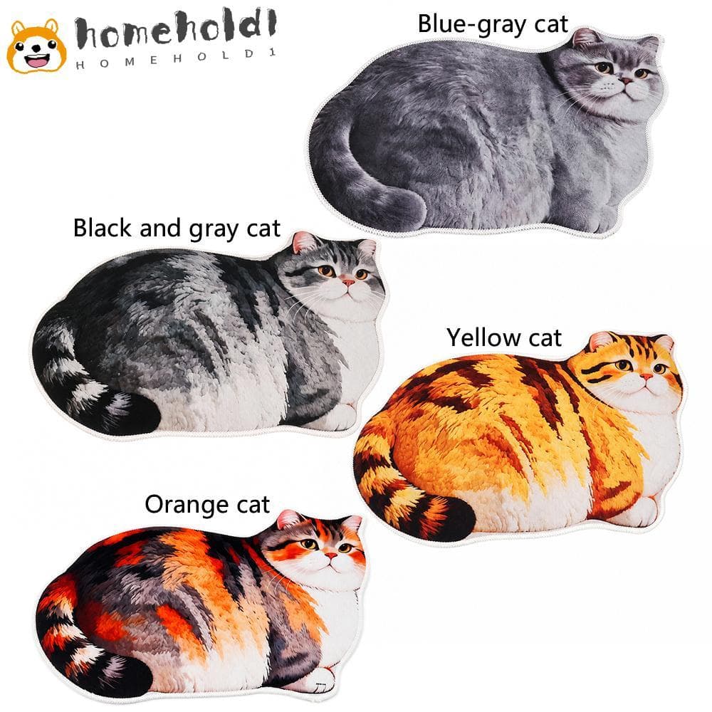 Tapete De Banheiro HOMEUVOE , Veludo De Cristal De Gato Fofo Antiderrapante Gengibre Chão De 40 * 60 Cm