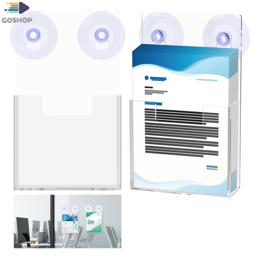 2 Pçs Suporte De Folheto De Parede Transparente Acrílico Flyer Titular Montagem Na Com Ventosas 4.17x1.5x7.09 Polegadas