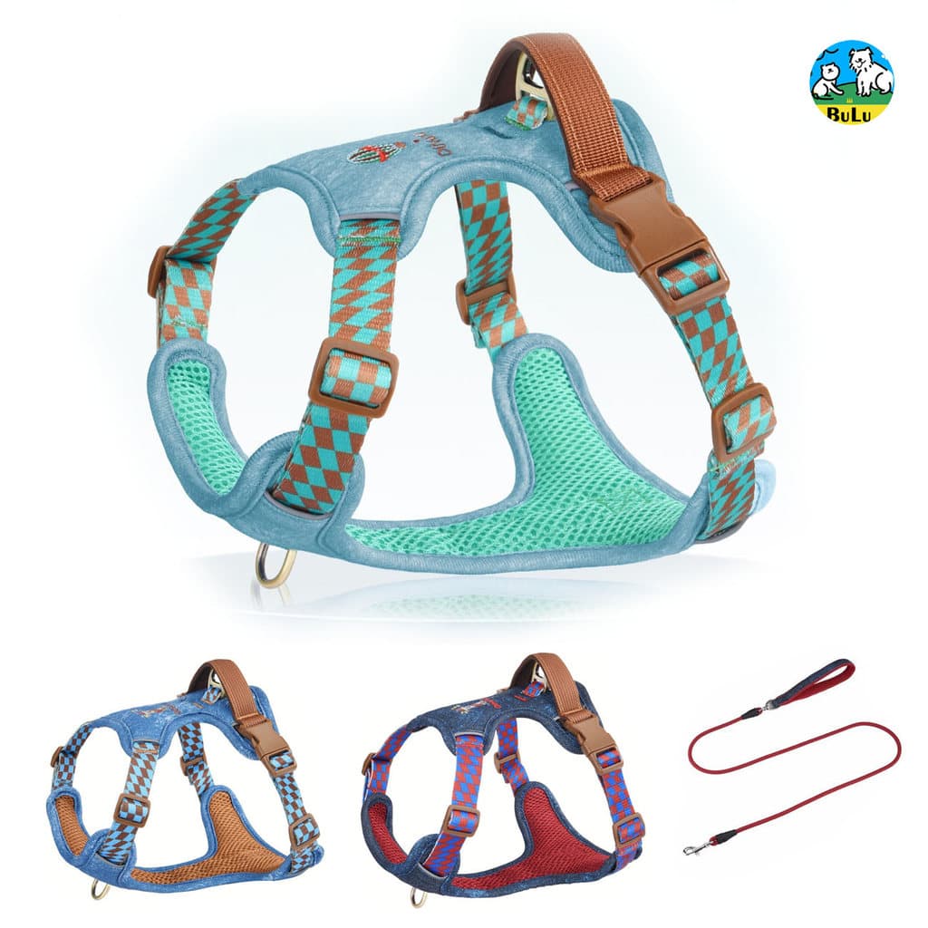Novo estilo Pet de alta qualidade Denim cinta peito Anti-quebra estilo colete sem facadas tamanho grande trela ajustável